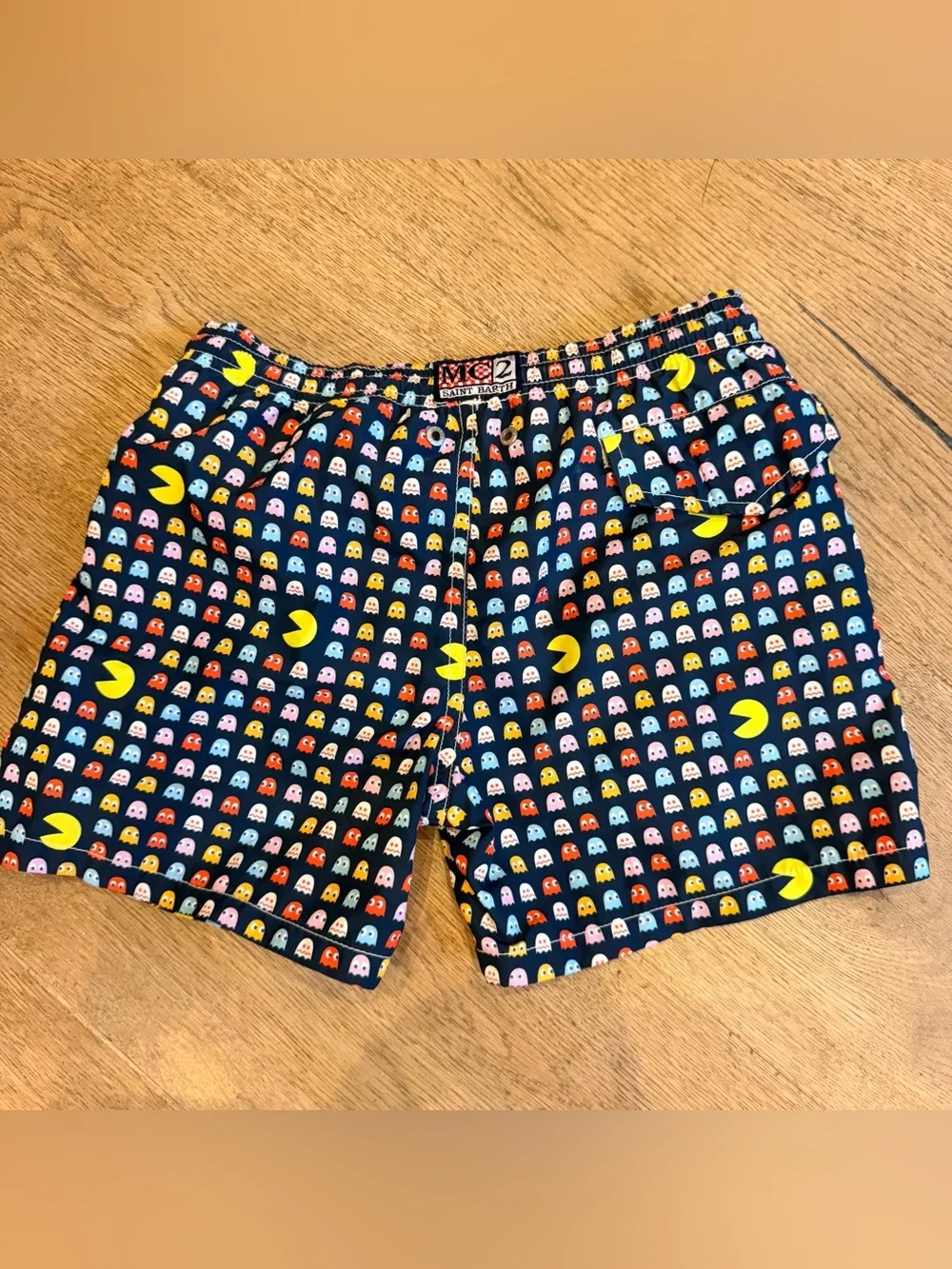 MC2 Saint Barth boys Navy Pac-Man & Ghost Print Swim Trunks